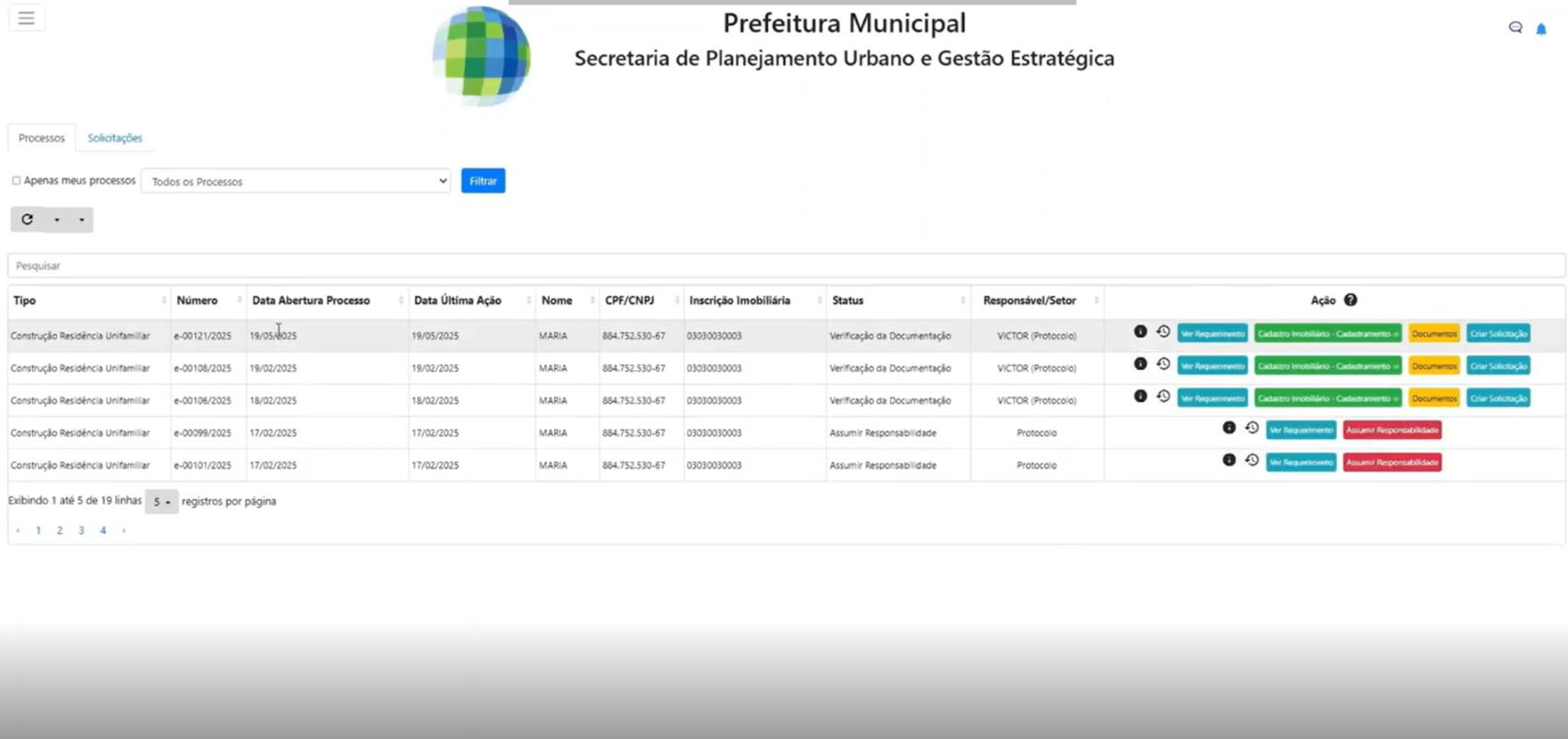 Interface de solução de alvará de obra digital que moderniza atendimento ao público municipal.